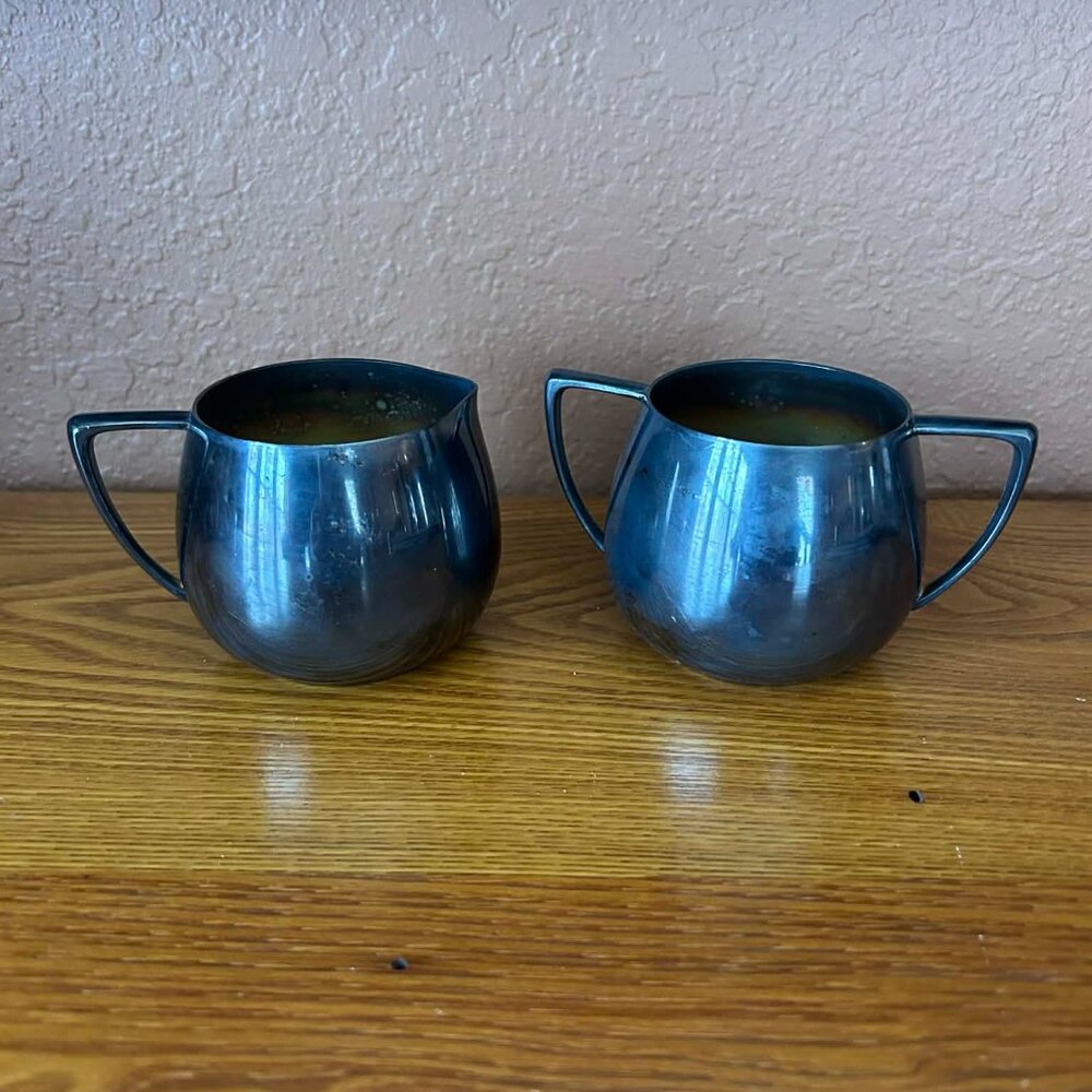 Vintage Empire Crafts quadruple plate silverplated creamer sugar bowl set